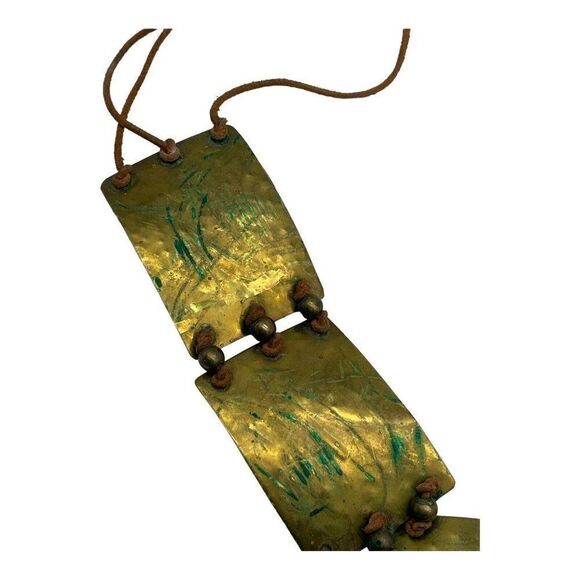 Statement Artisan  Hand Bade Brutalist Wide Panel Boho Metal Agate Belt Only - Picture 11 of 16